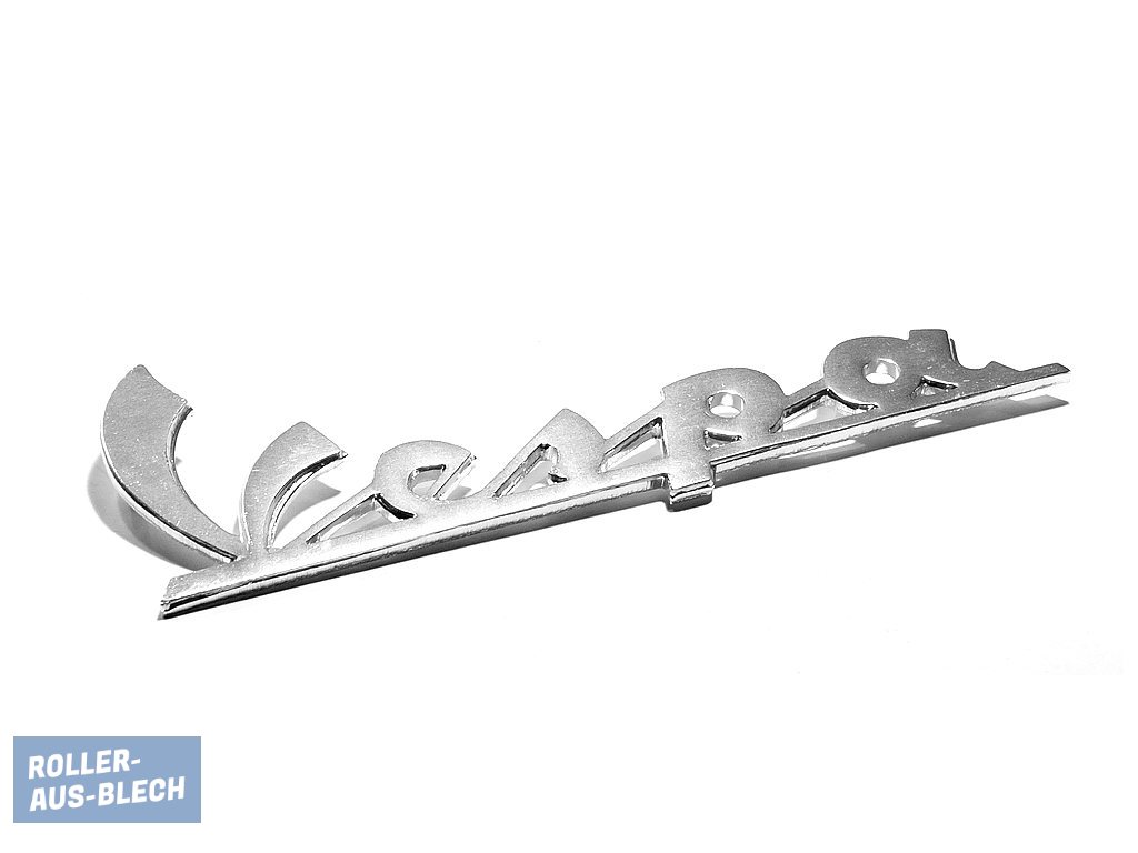 (Bild für) Schriftzug Beinschild klassisch 105mm Pinabstand Vespa V50 - zum Schließen ins Bild klicken